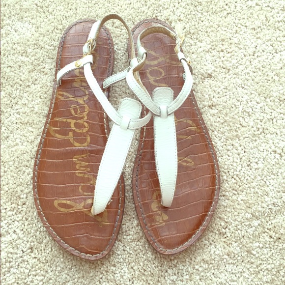Sam Edelman white flat t strap sandals