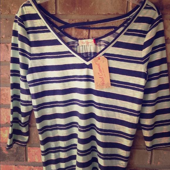 Red camel "Aqua-stripe" shirt