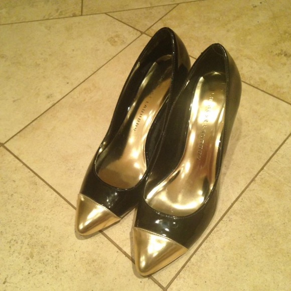 Black and gold heels