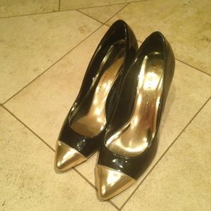 Black and gold heels