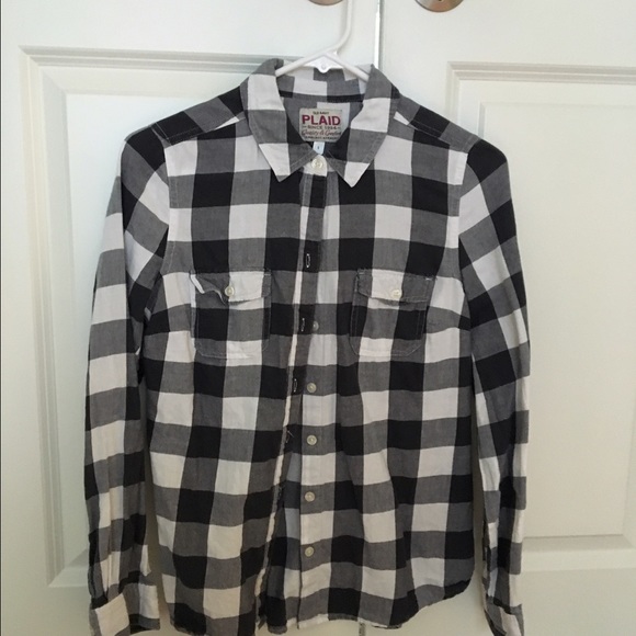 black/white checkered button down