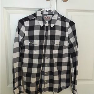black/white checkered button down