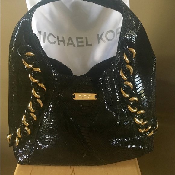 MICHAEL KORS ID Chain Black Python Hobo - Picture 4 of 4
