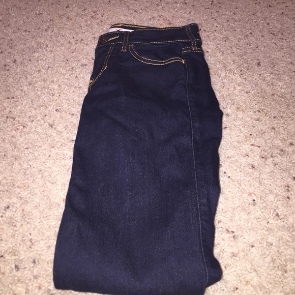 Dark blue jeans.
