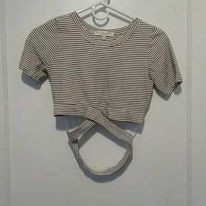 Striped, criss cross, crop top