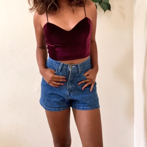Velvet Maroon Crop Top