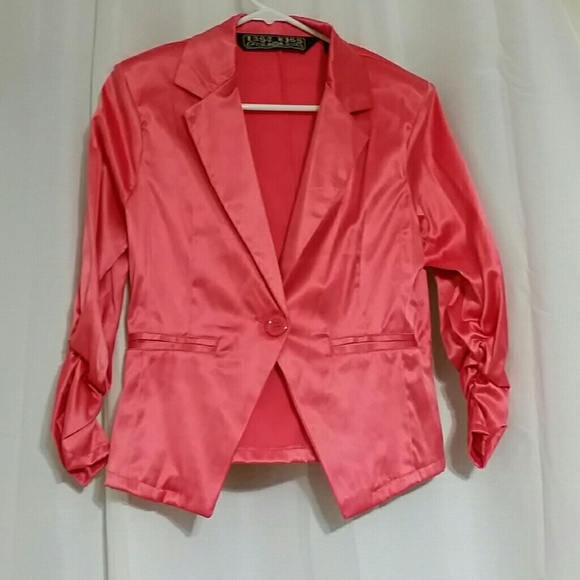 Peach Scrunched Sleeve Blazer
