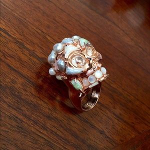 Alexander McQueen Pink Pearl Skull Ring