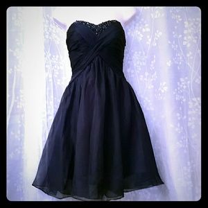 Dark Blue beaded short formal dress
