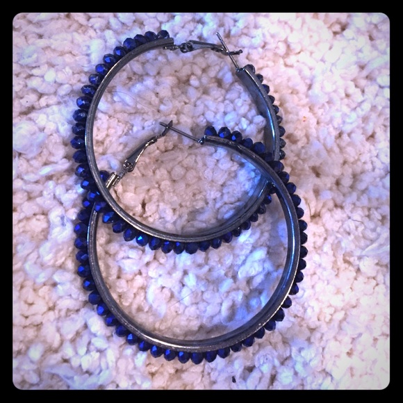 Blue Hoop Earrings