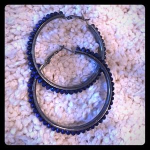 Blue Hoop Earrings