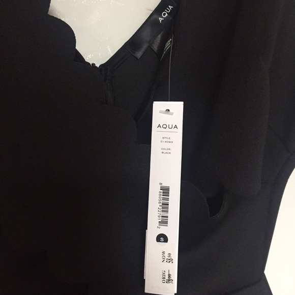 Aqua Scallop Scuba Bodycon Dress with Cutouts - Picture 4 of 4