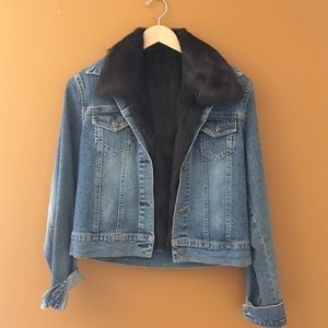 jean jacket with detachable fur liner