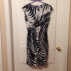 Cache jungle print black and white cocktail dress Cache jungle print black and white cocktail dress