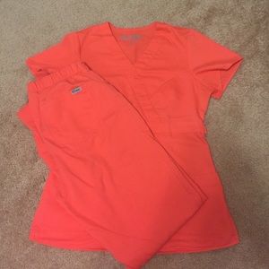 Coral Grey's Anatomy scrub set