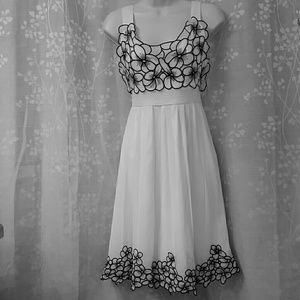 Ivory Silk semi formal Dress w/ black flowers