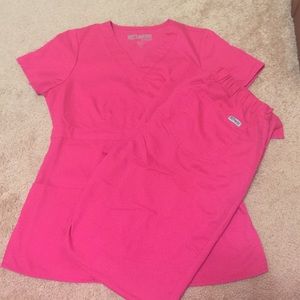 Hot pink Grey's Anatomy scrub set
