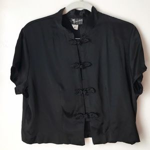 Vintage black silk cropped oversize top