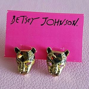 NWT BETSEY JOHNSON LEOPARD EARRINGS