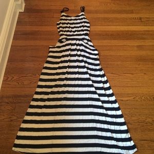 Navy and white stripped maxi dress from the GAP