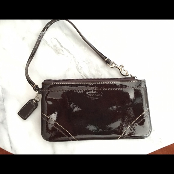 Coach Brown Patent Leather Wristlet NWOT