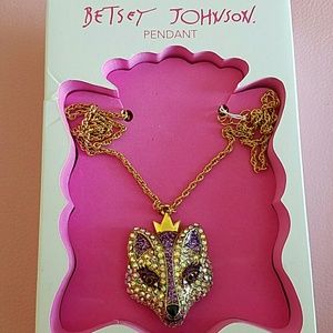 NWT BETSEY JOHNSON PURPLE FOX NECKLACE