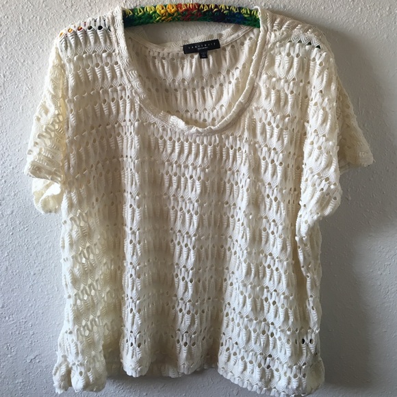 SANCTUARY white cut out boho top size XS oversized