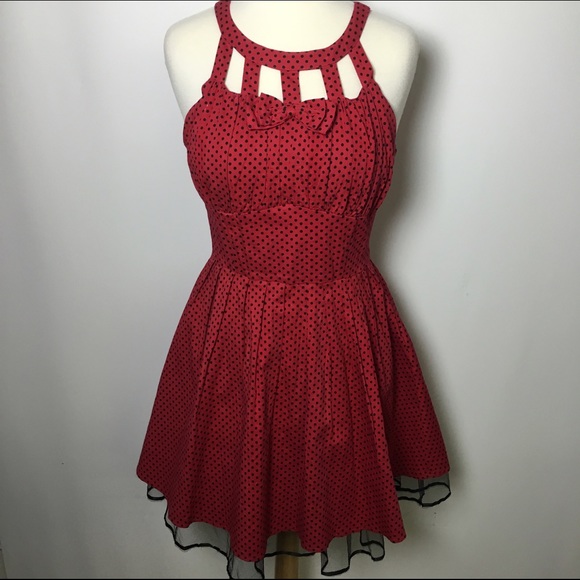 Red Polka Dot Voodoo Vixen Pinup Dress MD