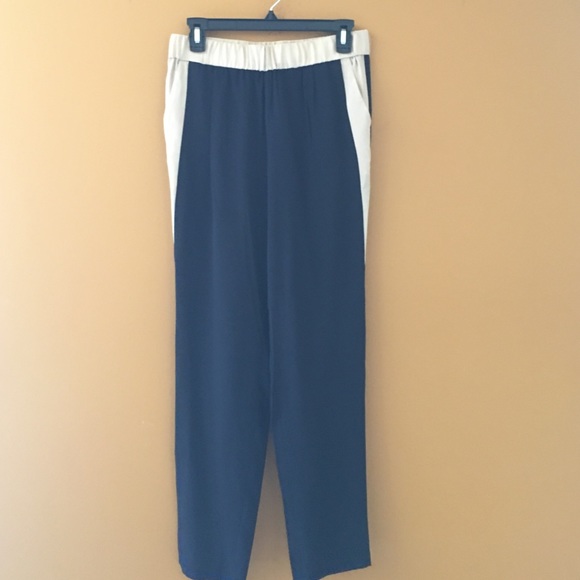 Black and camel silk pants from Intermix
