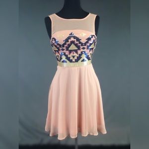 🎃🎃🎃Blush/Sequin Chiffon Dress