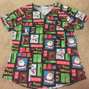Holidays scrub top