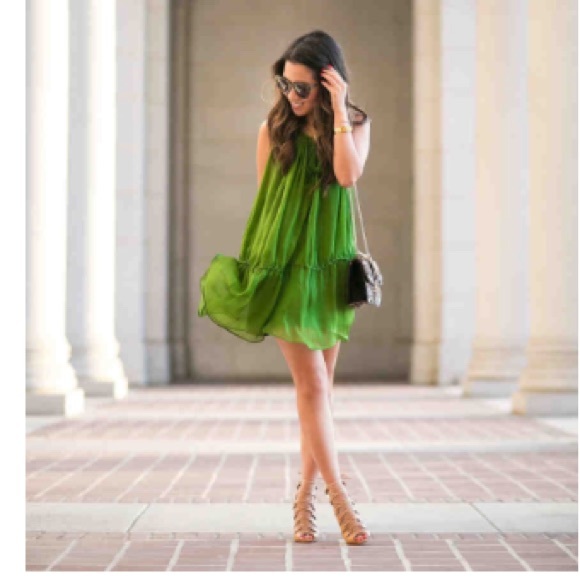 Emerald dress with tassels