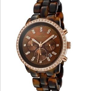MK Showstopper Classic Chronograph Tortoise Watch