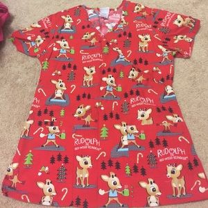 Rudolph the Red Nosed Reindeer scrub top