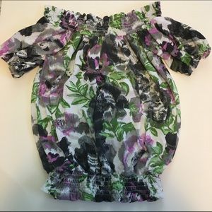 Energie Floral Ruched Top - Size Small