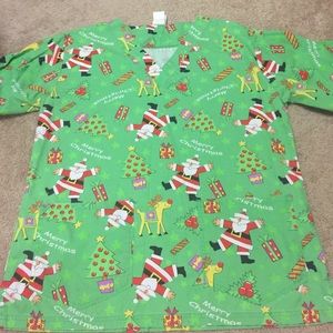 Santa scrub top