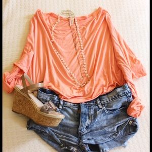 Vanilla Bean coral long sleeve top