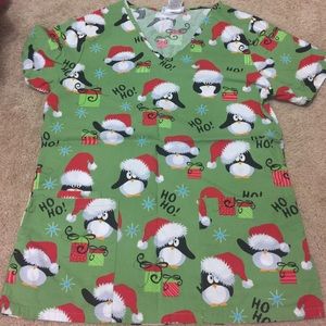 Penguin/Christmas scrub top