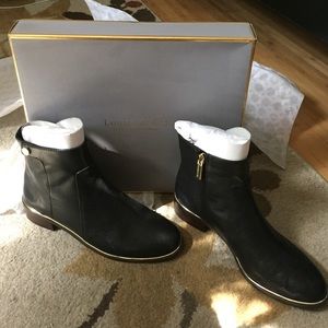 Black Leather Zip up Booties