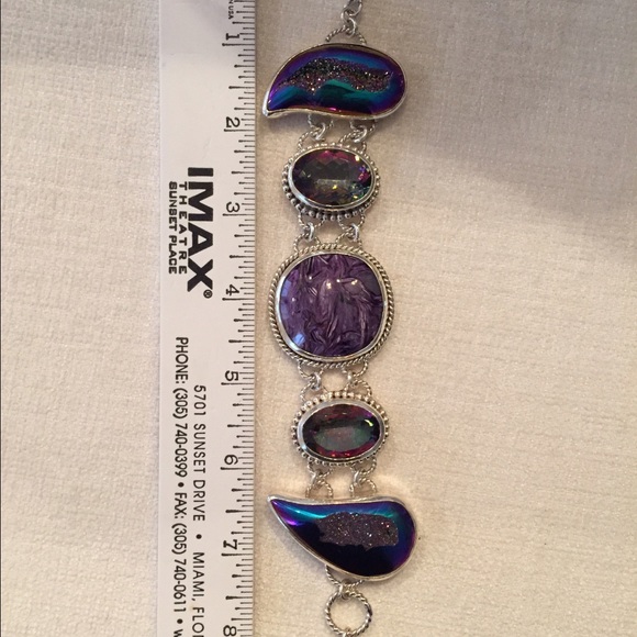 Purple Druzy quartz and sterling silver bracelet. - Picture 3 of 5