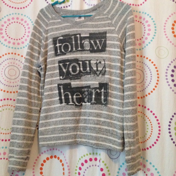 Grey and white stripped long sleeve shirt