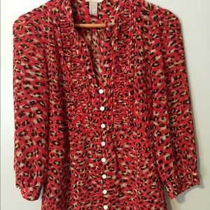 Red animal print top