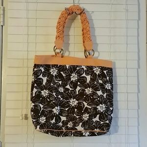 Orange and brown flower beach bag