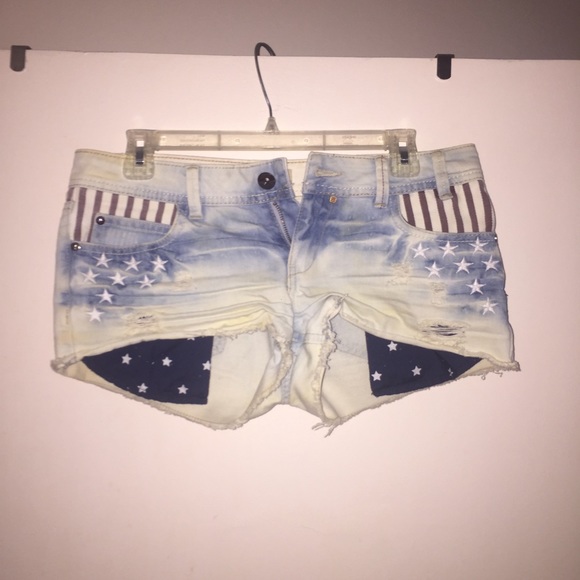 Ymi jean shorts with American flag details