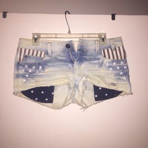 Ymi jean shorts with American flag details