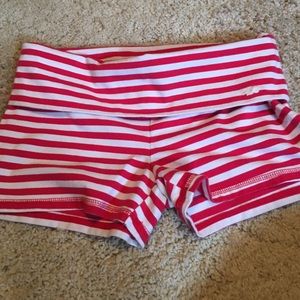 Red and white stripe gym or lounge shorts
