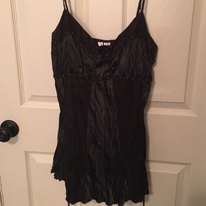 Black Faux Satin and Lace Camisole