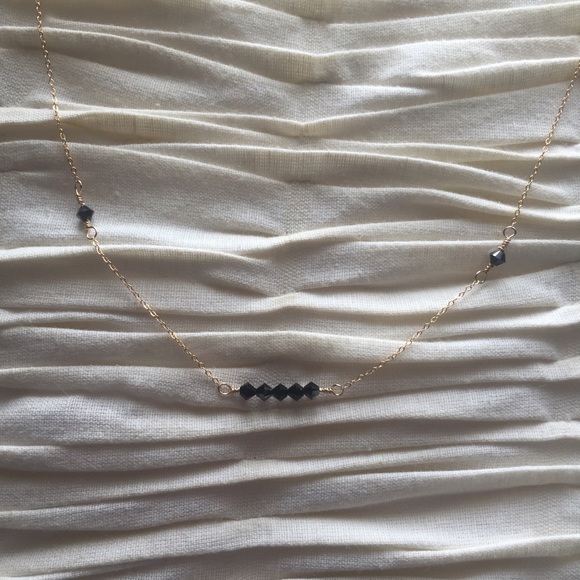 14K gold and black Swarovski necklace - Picture 1 of 4