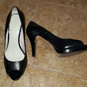 For work or play! Black Peep-Toe Platforms