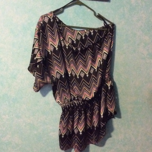 Multi colored one shoulder blouse